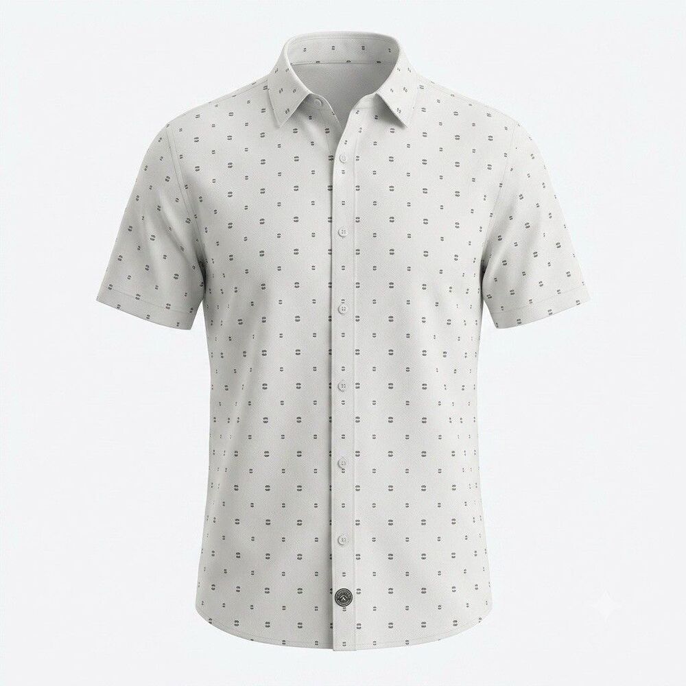Thrills Co. White Black Pattern Short Sleeve Button-Up Shirt Men's Small
